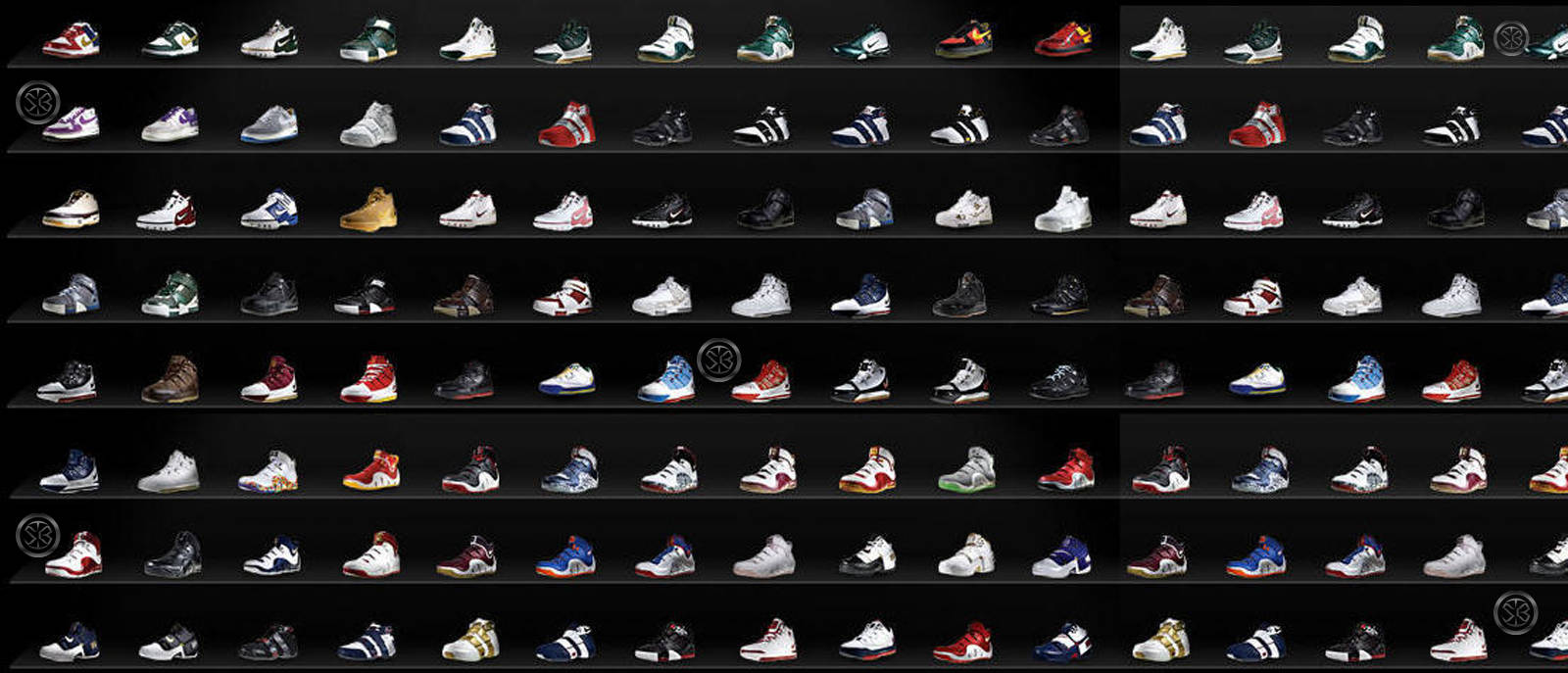 sneaker collectibles cabinet, display cabinet, black shelves, HD Desktop Wallpaper