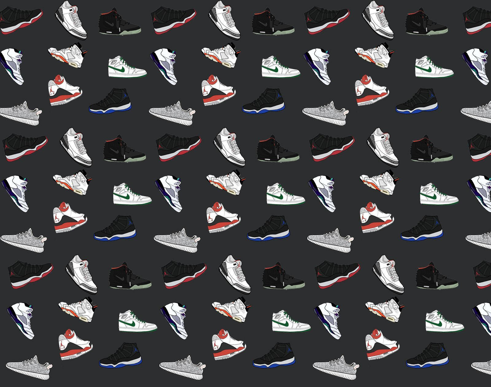 basketball sneakers, black white red and blue, dark gray background, HD Desktop Wallpaper
