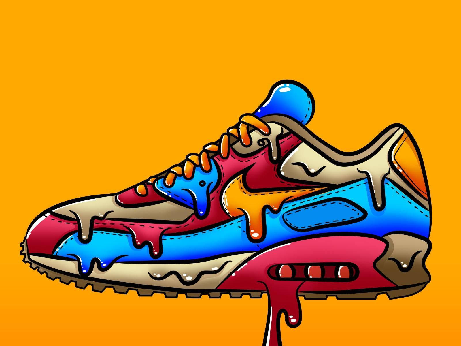 cartoon sneaker, vibrant, colorful paint, HD Desktop Wallpaper