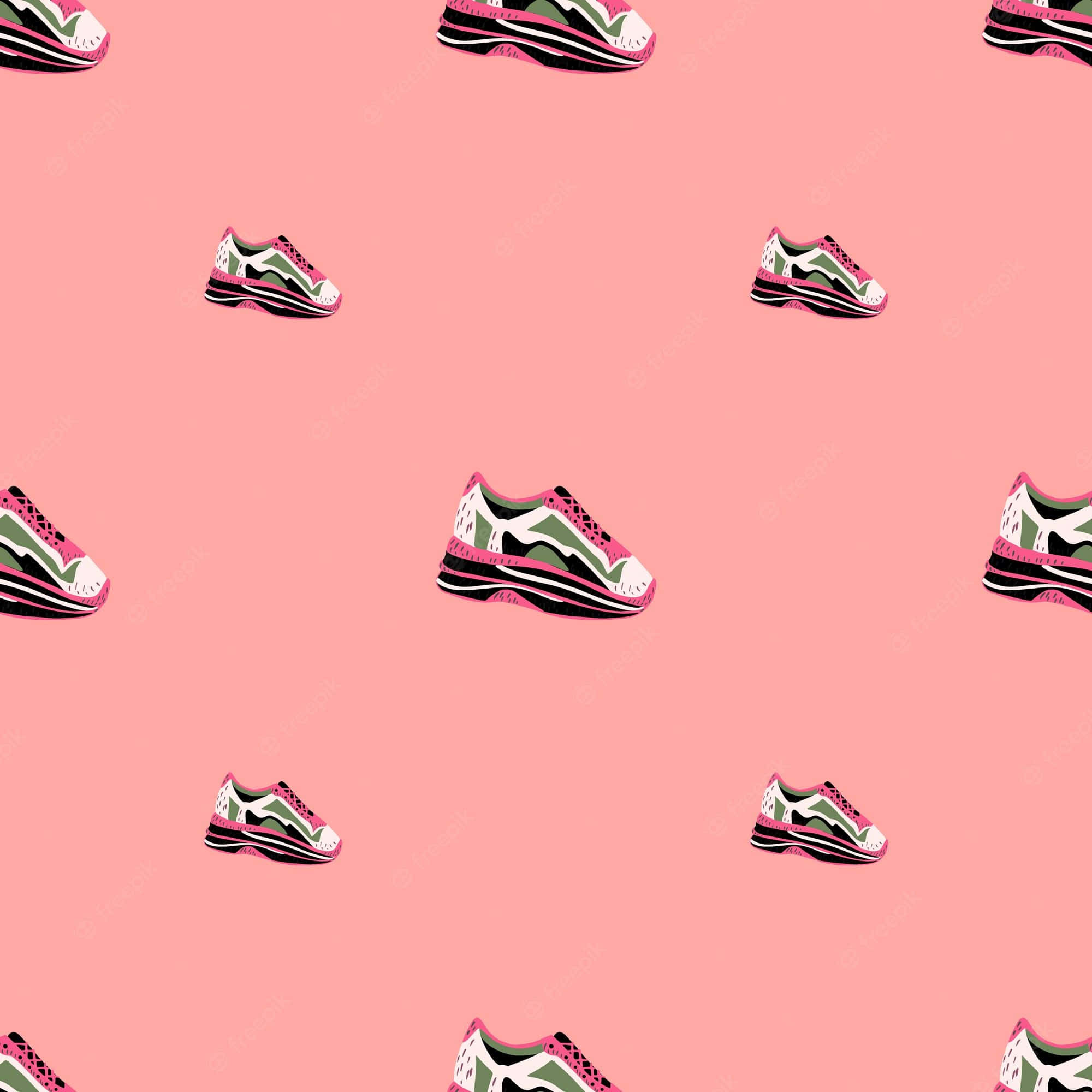 Sneakerhead, pink background, repeating stylized sneakers, Full HD Desktop Wallpaper
