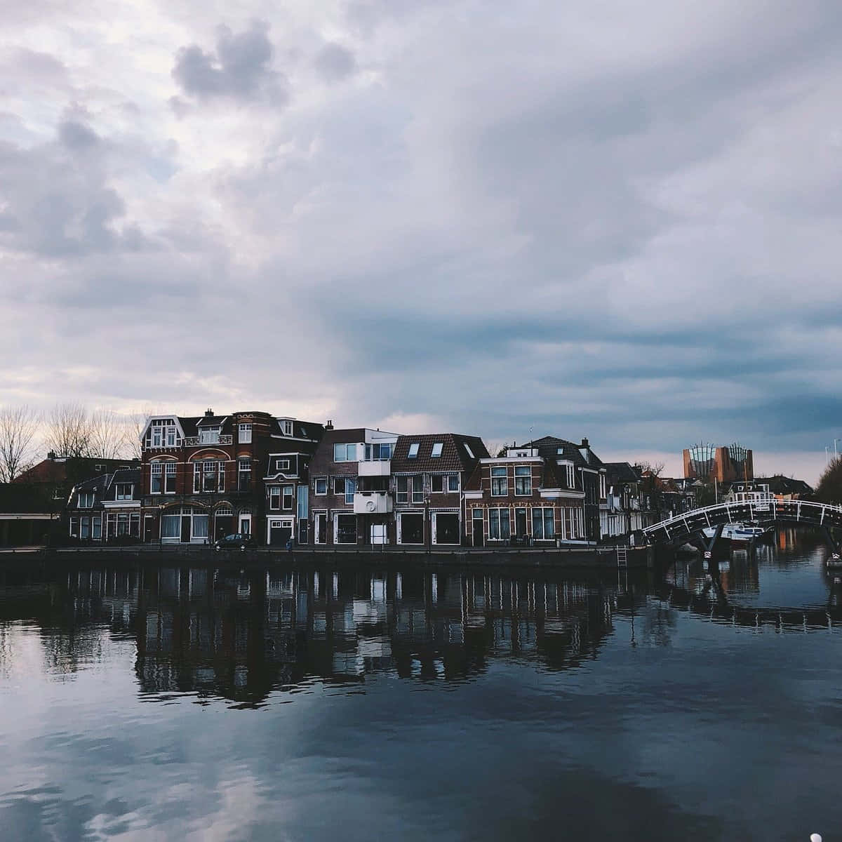 Sneek, waterfront houses, canal houses, SD Desktop Wallpaper