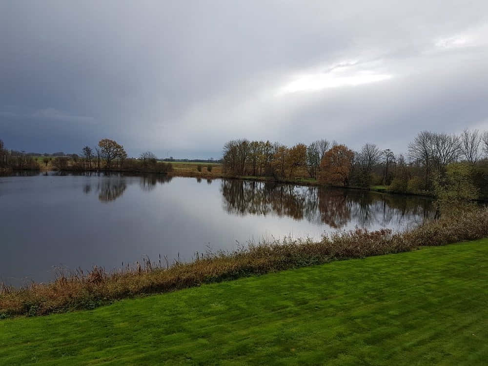 Sneek, tranquil lake scene, cloudy sky, SD Desktop Wallpaper