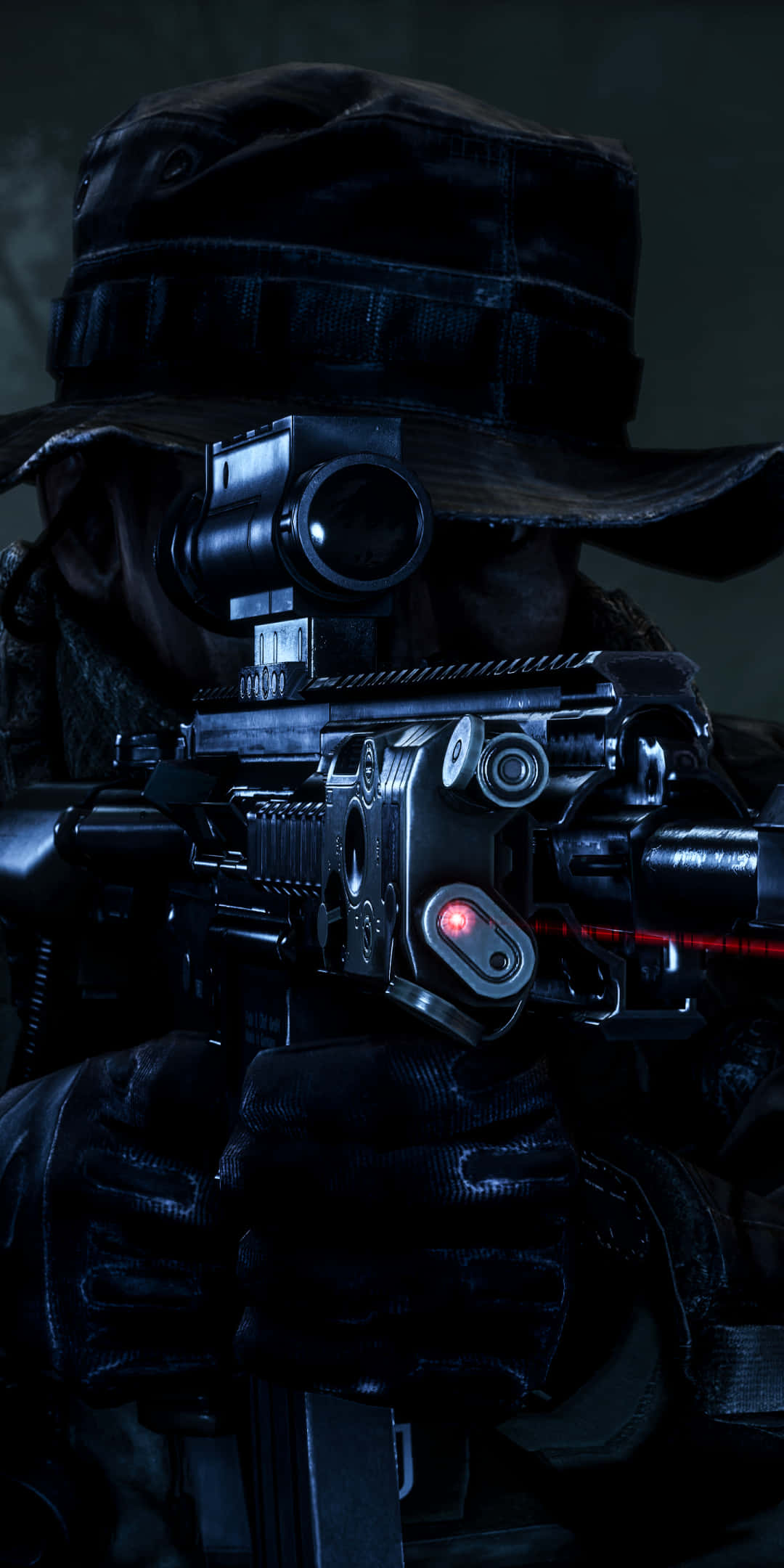 sniper, dark boonie hat, rifle, Full HD Phone Wallpaper