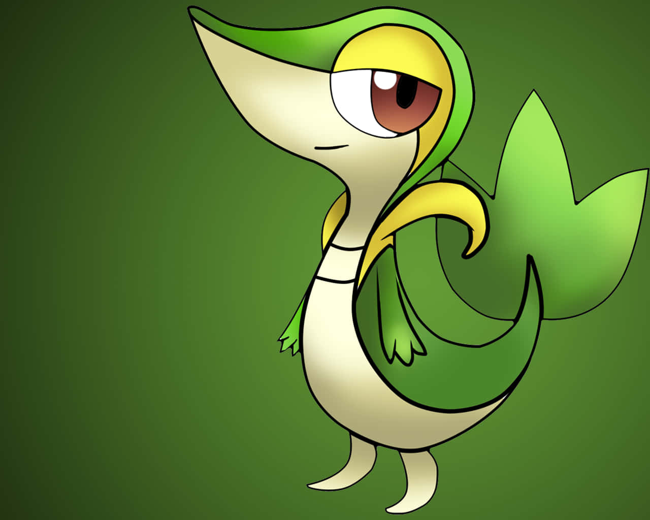 Snivy, green, yellow, HD Desktop Wallpaper