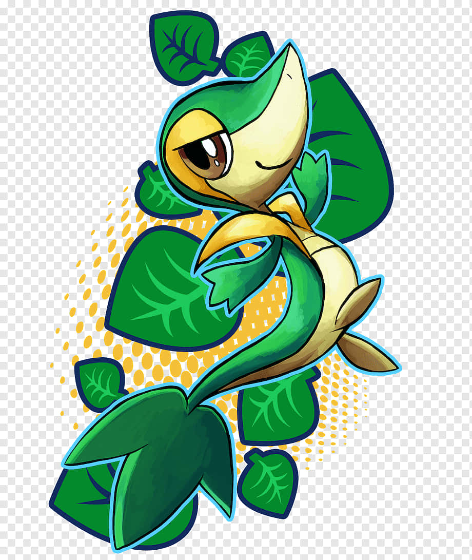 Snivy, green leaves, yellow body, SD Phone Wallpaper