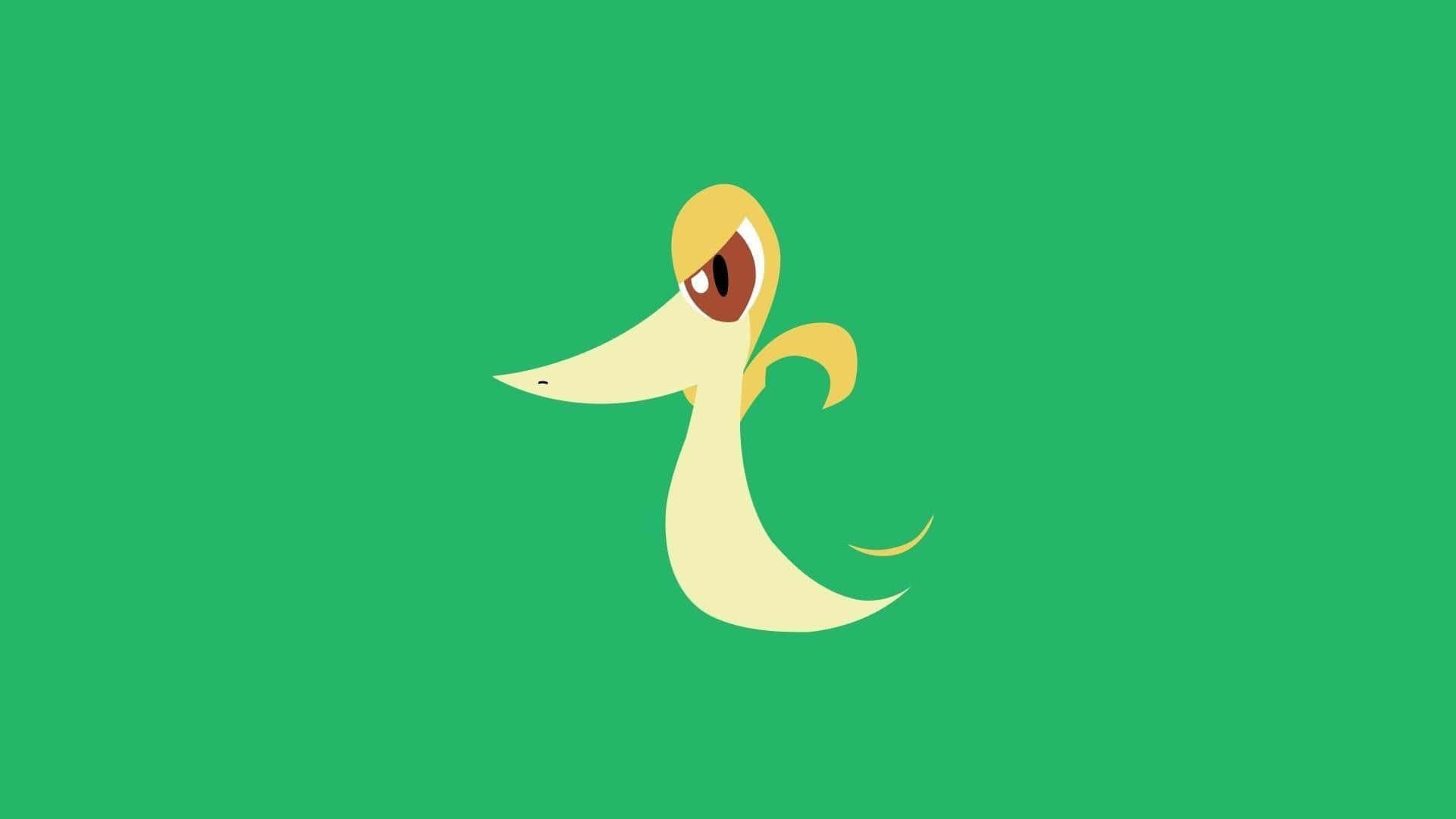 Minimalist Snivy, yellow duck-like creature, single large eye, Full HD Desktop Wallpaper