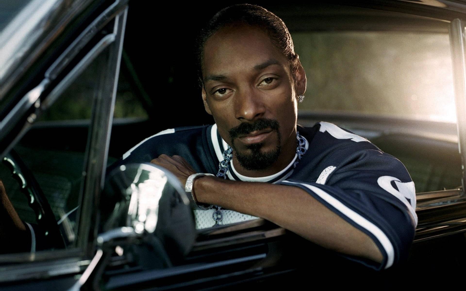 Snoop Dogg, vintage car, golden backlighting, Full HD Desktop Wallpaper