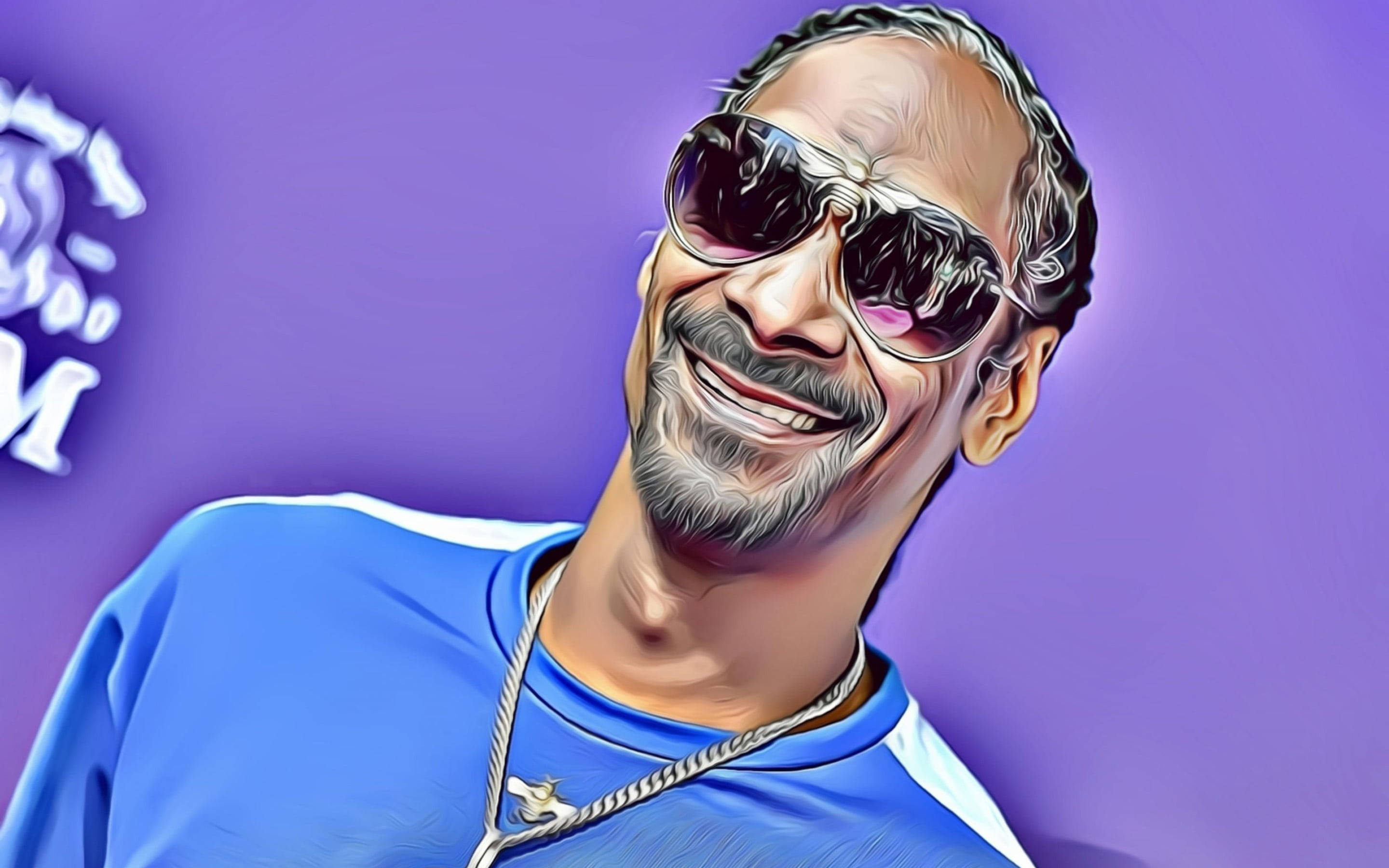 Snoop Dogg, sunglasses, vibrant purple background, 2K Desktop Wallpaper