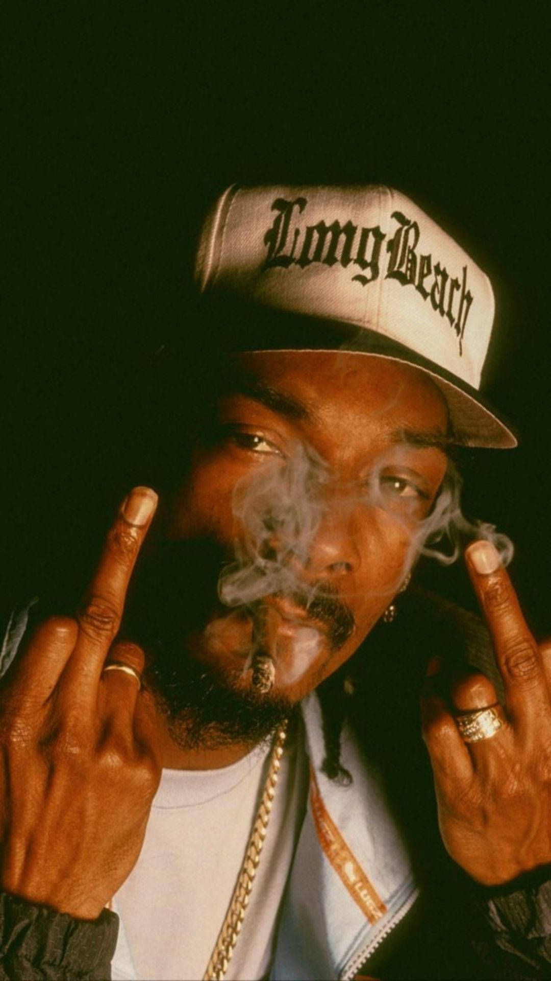 Snoop Dogg, Long Beach cap, middle finger gesture, Full HD Phone Wallpaper