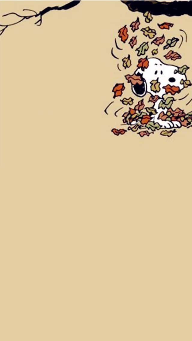 Snoopy, autumn leaves, bare tree branch, SD Phone Wallpaper