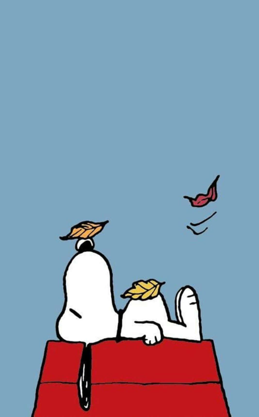 Snoopy, red doghouse, autumn leaves, HD Phone Wallpaper