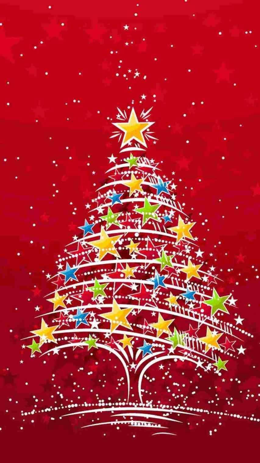 Snoopy, Christmas tree, colorful stars, HD Phone Wallpaper
