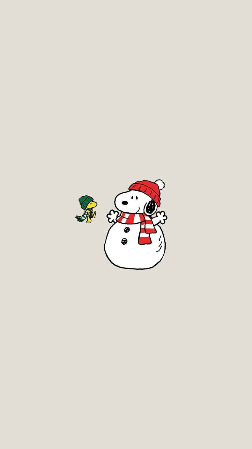 Snoopy, snowman, red hat, HD Phone Wallpaper