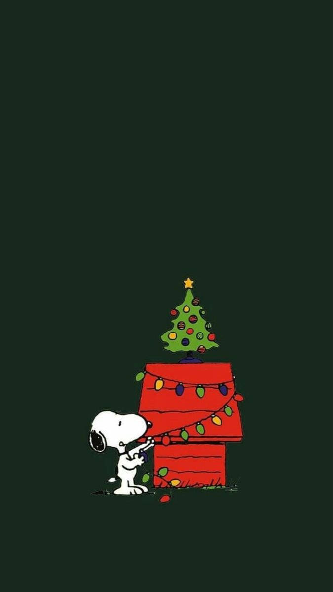 Snoopy, red doghouse, colorful lights, SD Phone Wallpaper