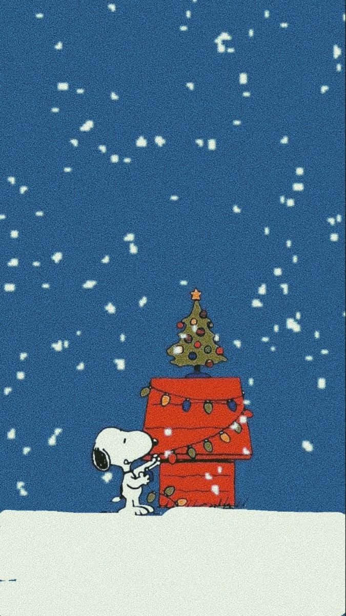 Snoopy, red doghouse, lights, SD Phone Wallpaper