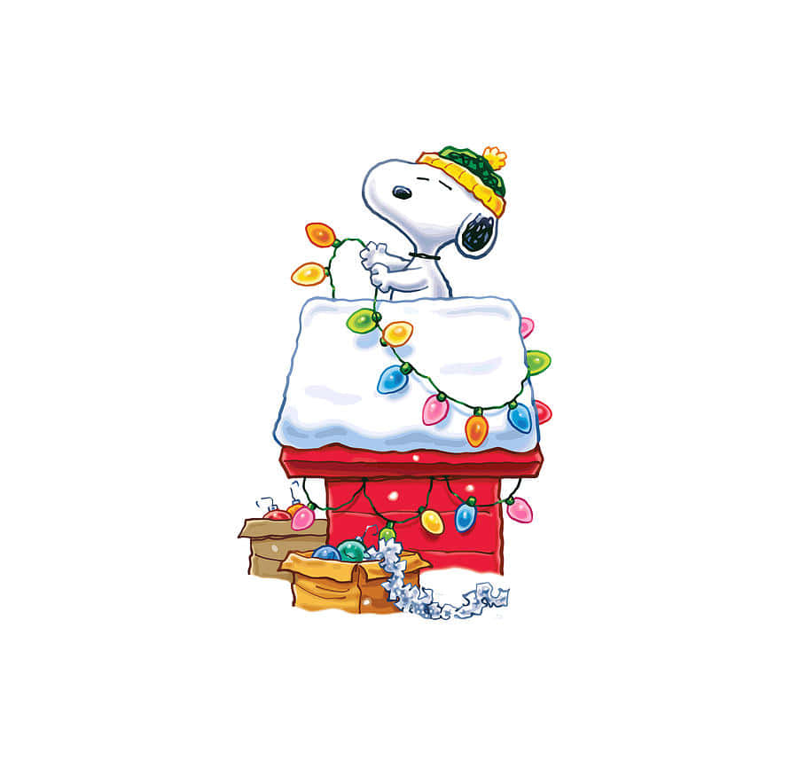 Snoopy, Christmas, red doghouse, SD Desktop Wallpaper