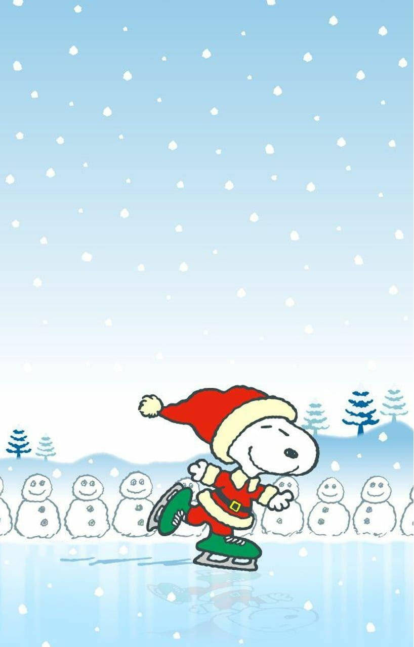 Snoopy, Christmas, ice skating, HD Phone Wallpaper