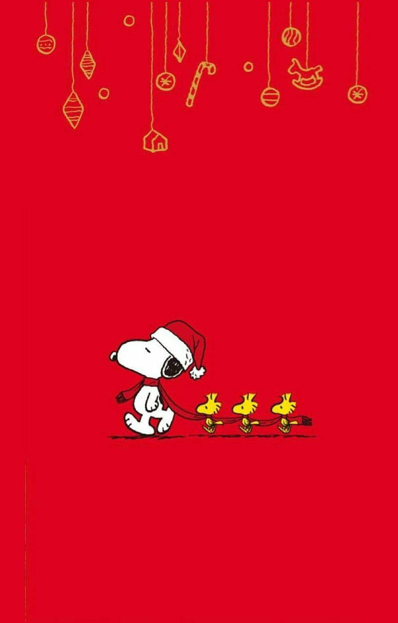 Snoopy, Santa hat, red scarf, HD Phone Wallpaper