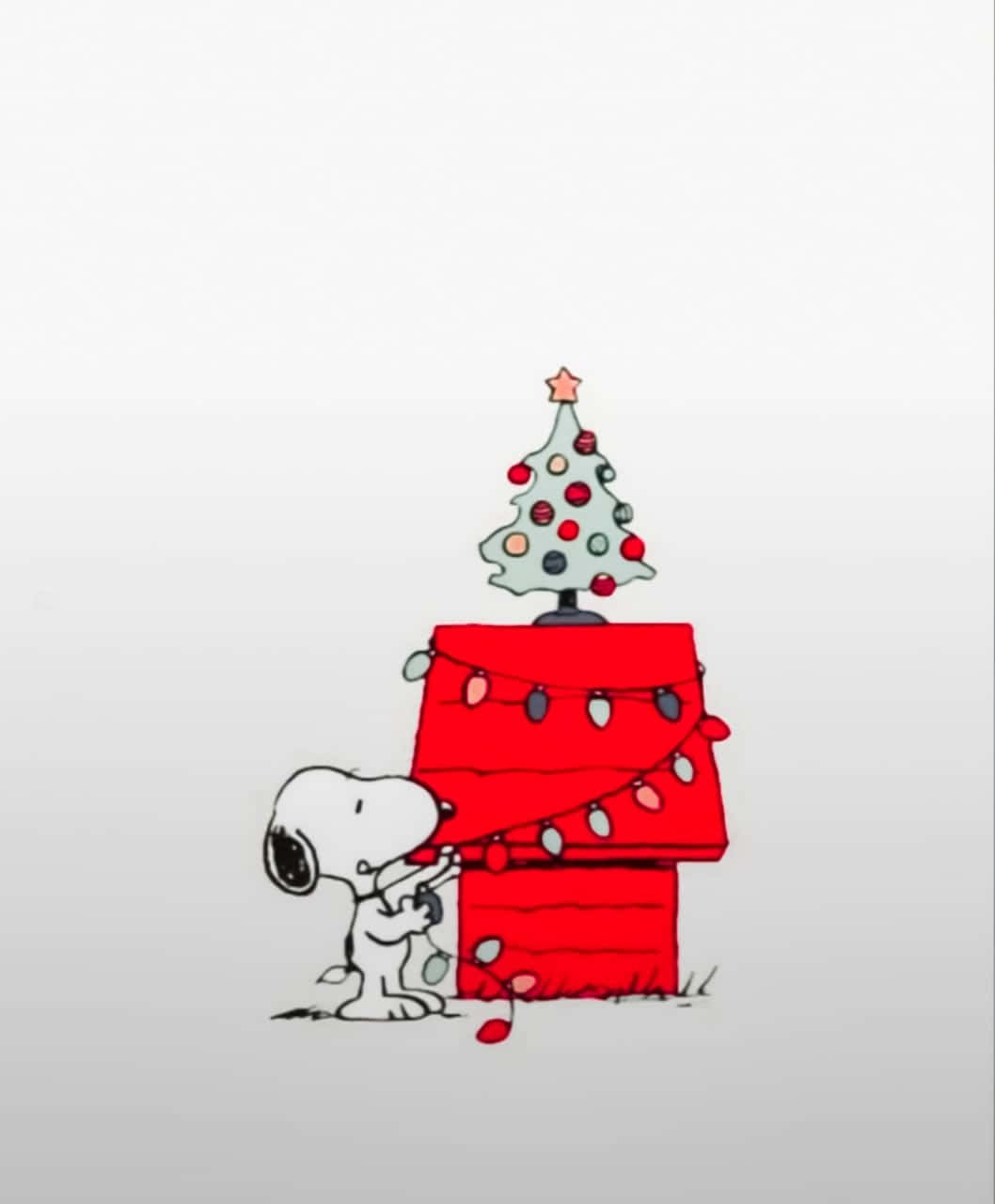 Snoopy, red doghouse, string lights, HD Phone Wallpaper