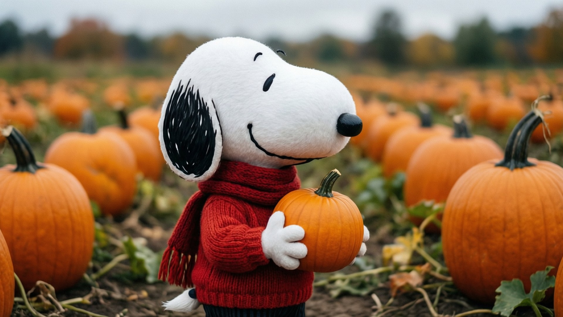 Snoopy, red sweater, scarf, Full HD Desktop Wallpaper
