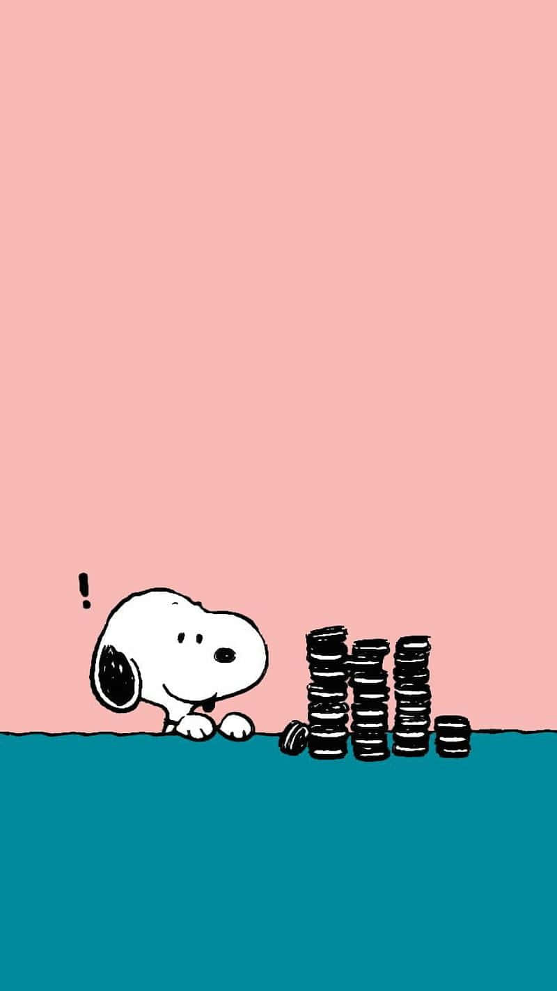 Snoopy, teal horizon, black and white cookies, HD Phone Wallpaper