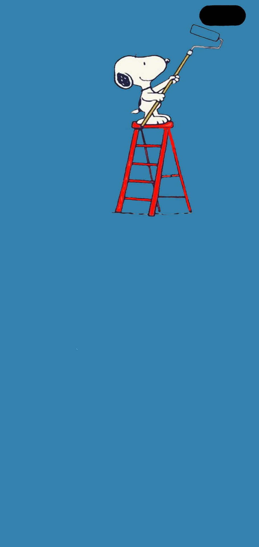 Snoopy, red ladder, solid blue wall, Full HD Phone Wallpaper