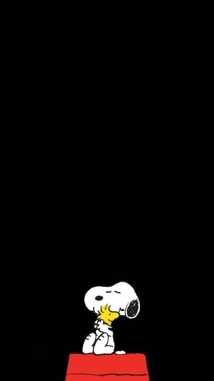 Snoopy, red doghouse, yellow bird, HD Phone Wallpaper