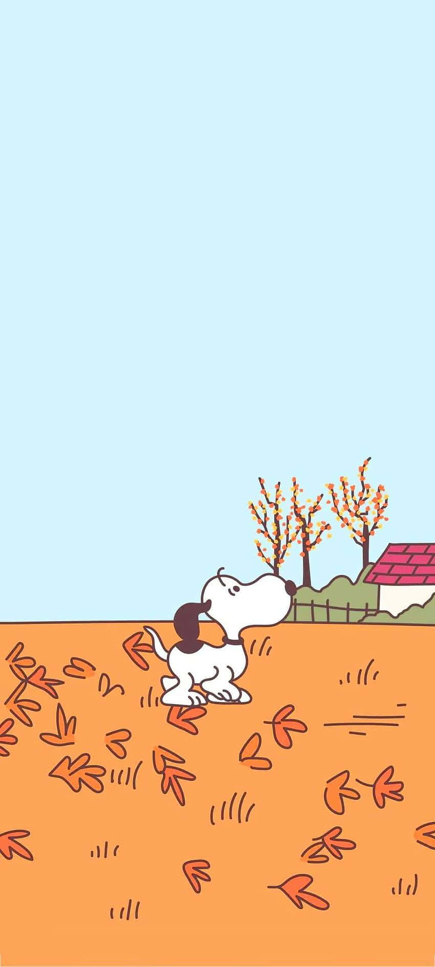 Snoopy, autumni, orange leaves, HD Phone Wallpaper