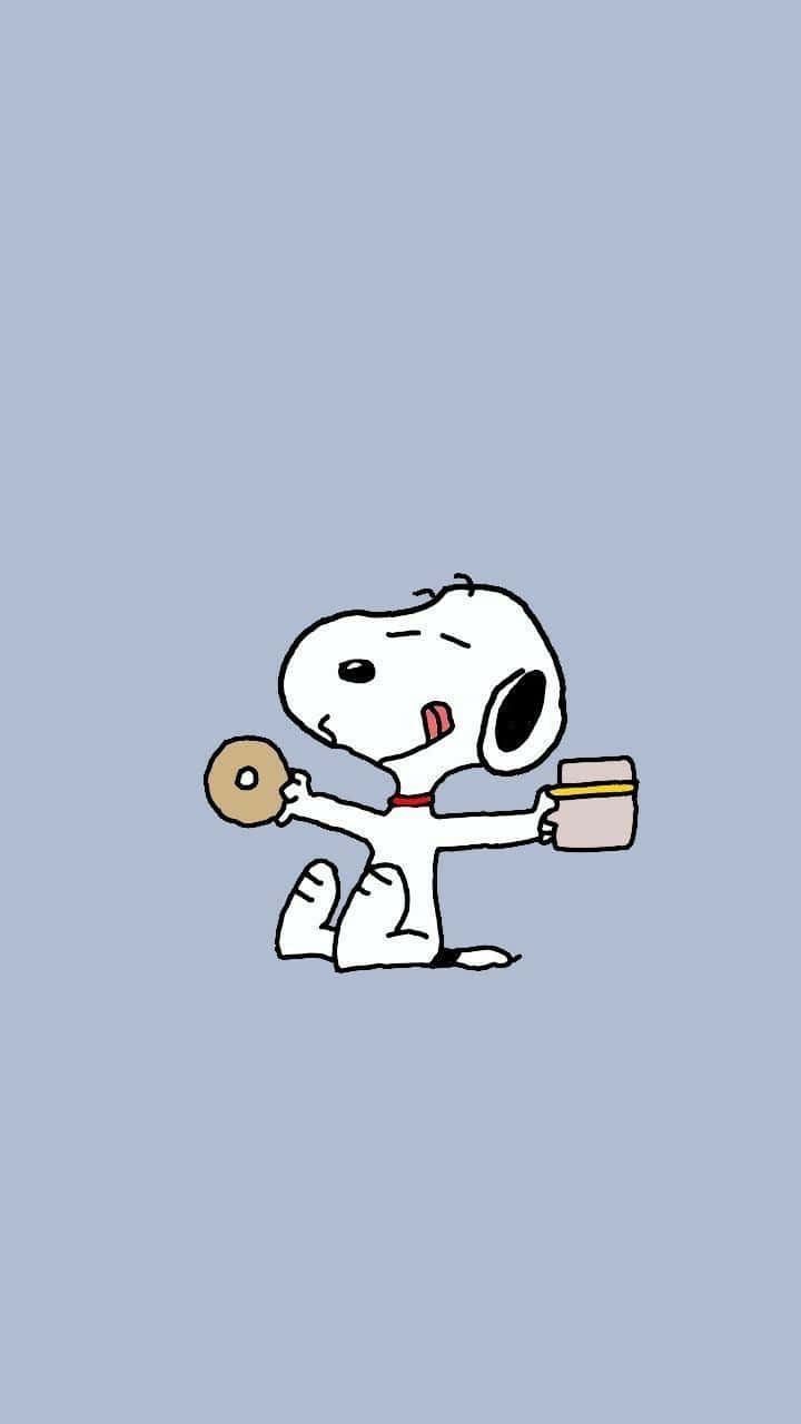 Snoopy, donut, coffee cup, HD Phone Wallpaper