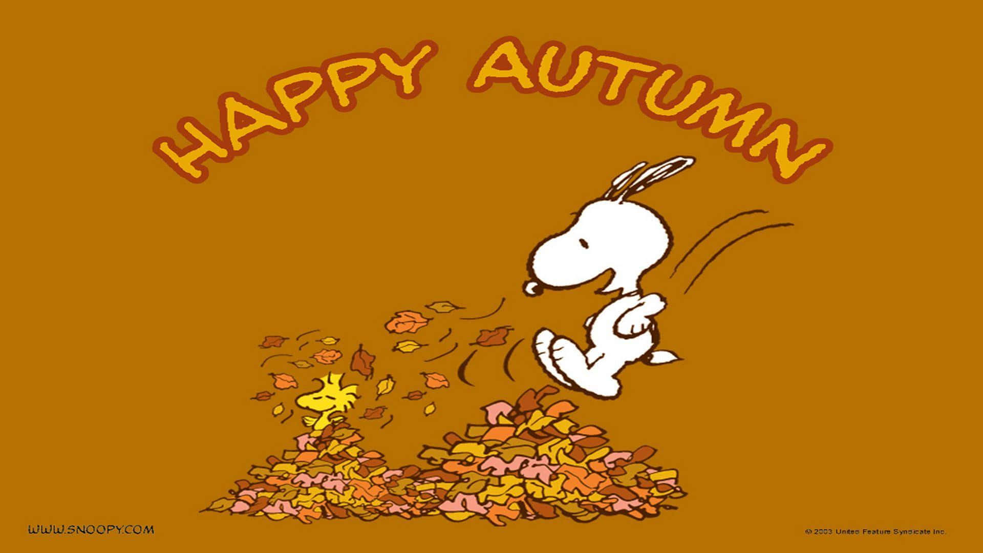 Snoopy, Thanksgiving, autumn leaves, Full HD Desktop Wallpaper