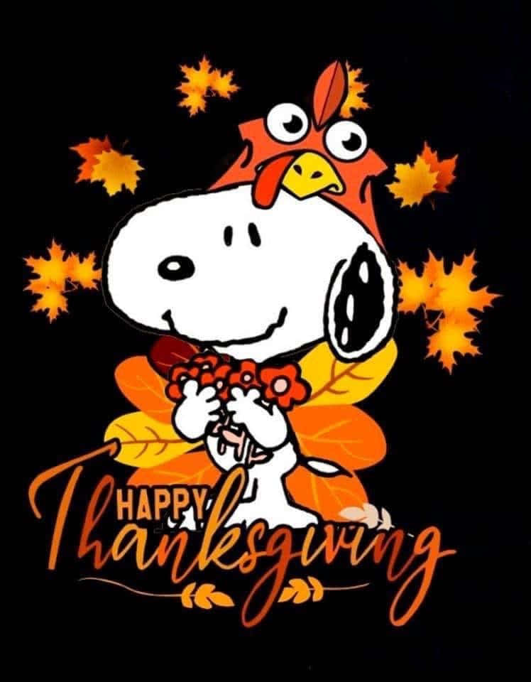 Snoopy, turkey hat, autumn leaves, SD Phone Wallpaper
