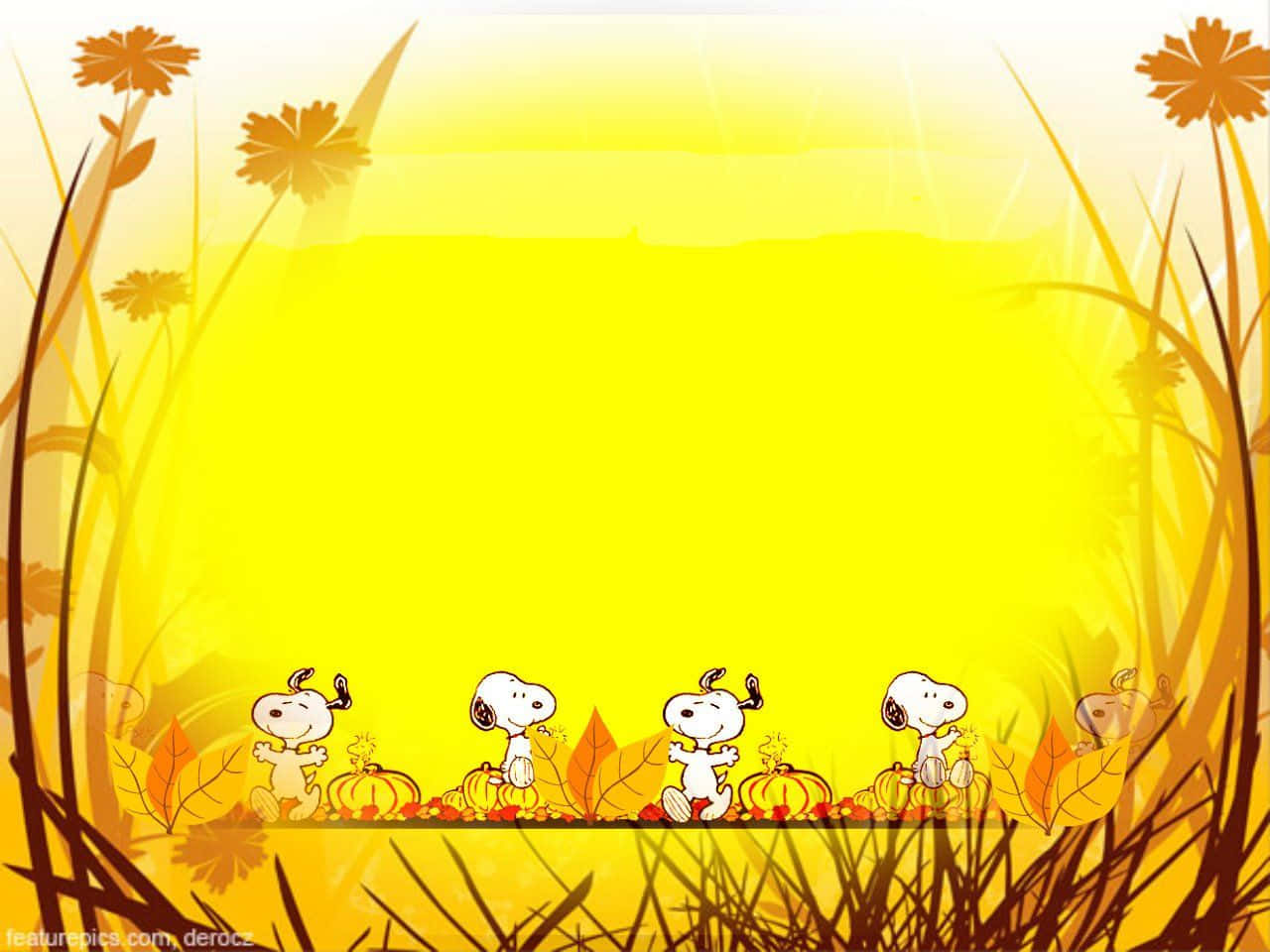 Snoopy, Thanksgiving, autumn foliage, HD Desktop Wallpaper