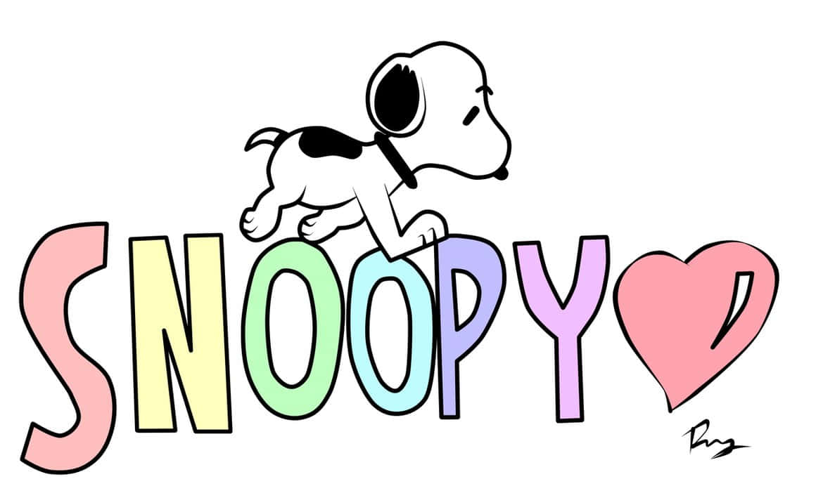 Snoopy, rainbow-colored, SNOOPY text, SD Desktop Wallpaper