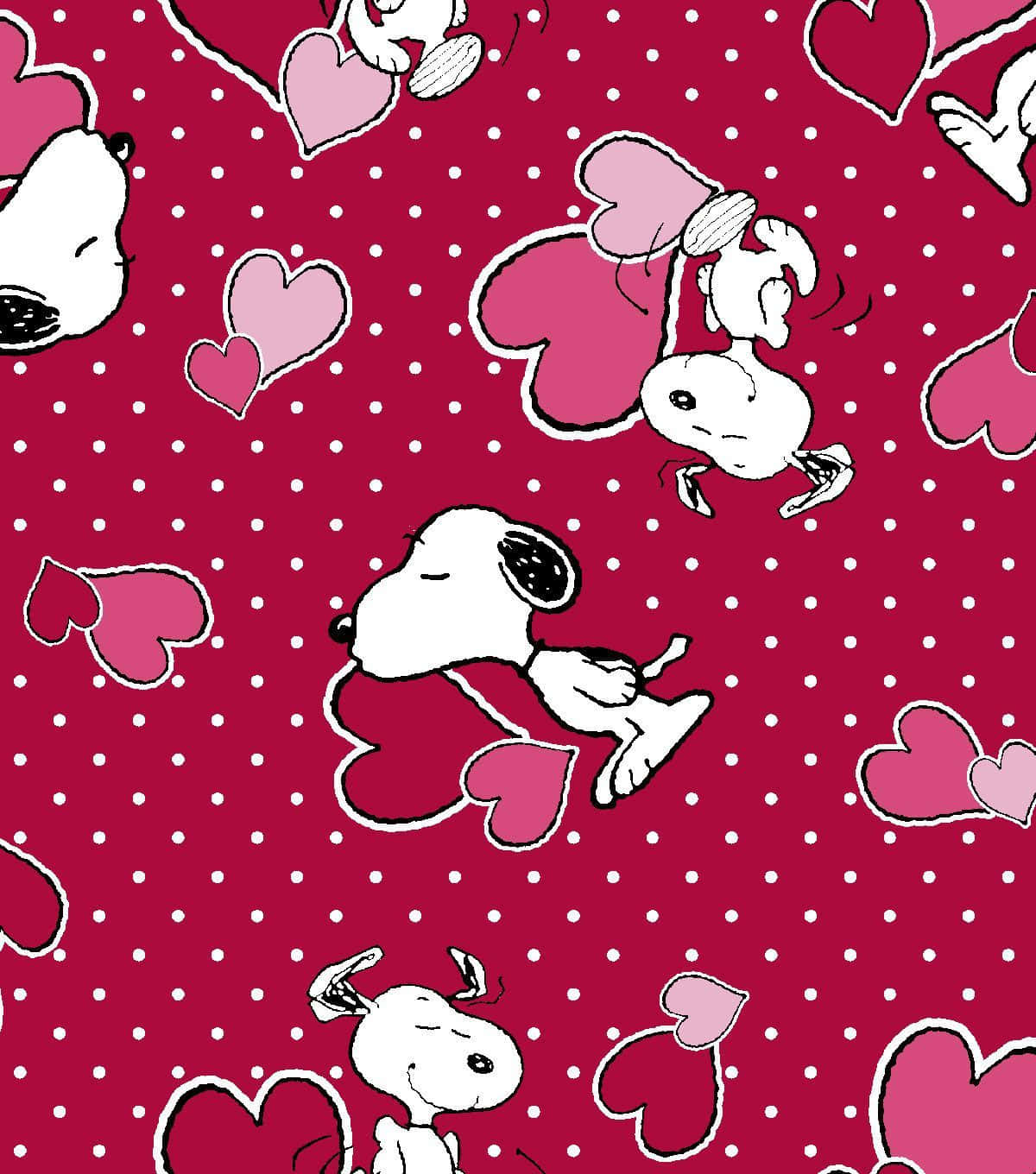 Snoopy, hearts, red background, HD Phone Wallpaper