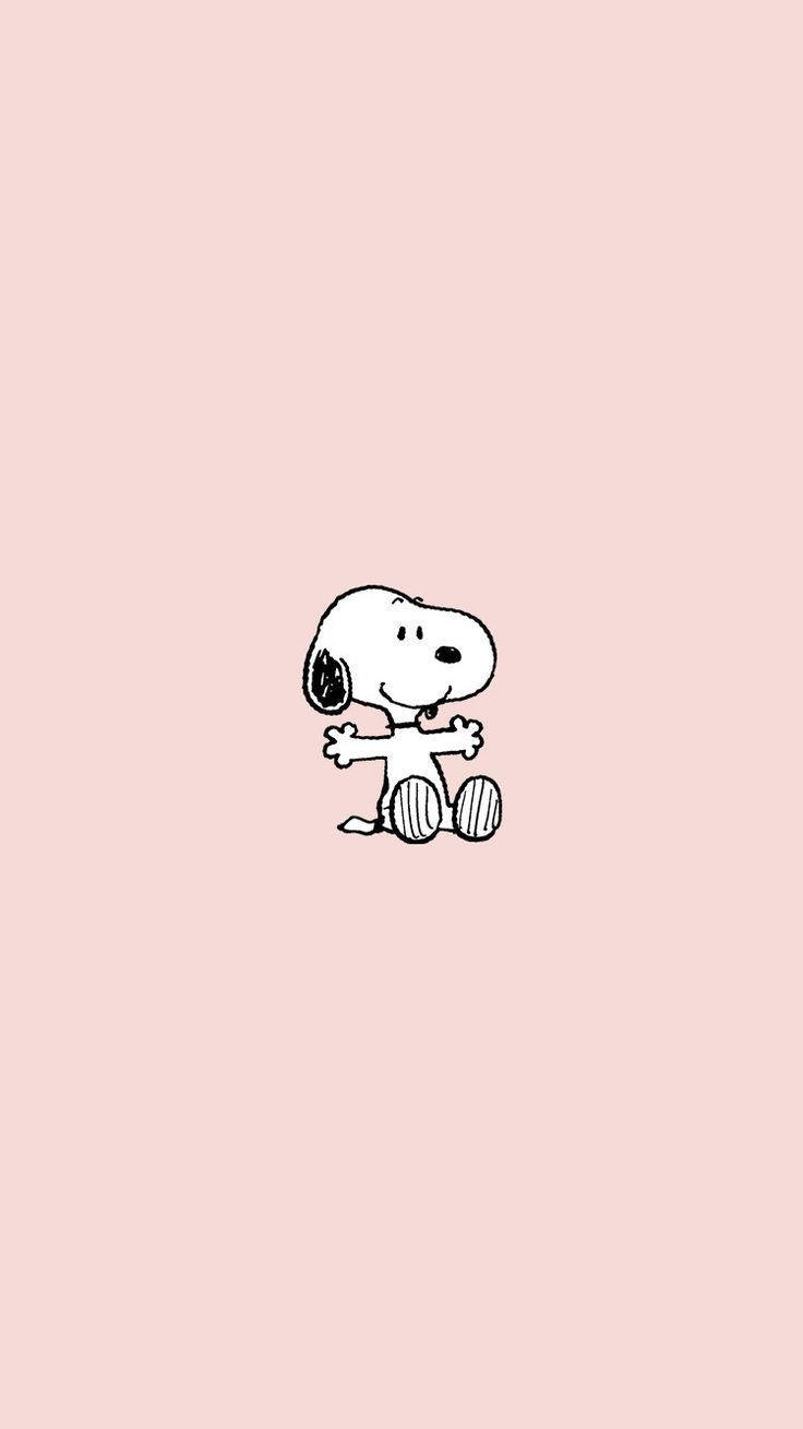 Snoopy, pink background, black and white line drawing, HD Phone Wallpaper