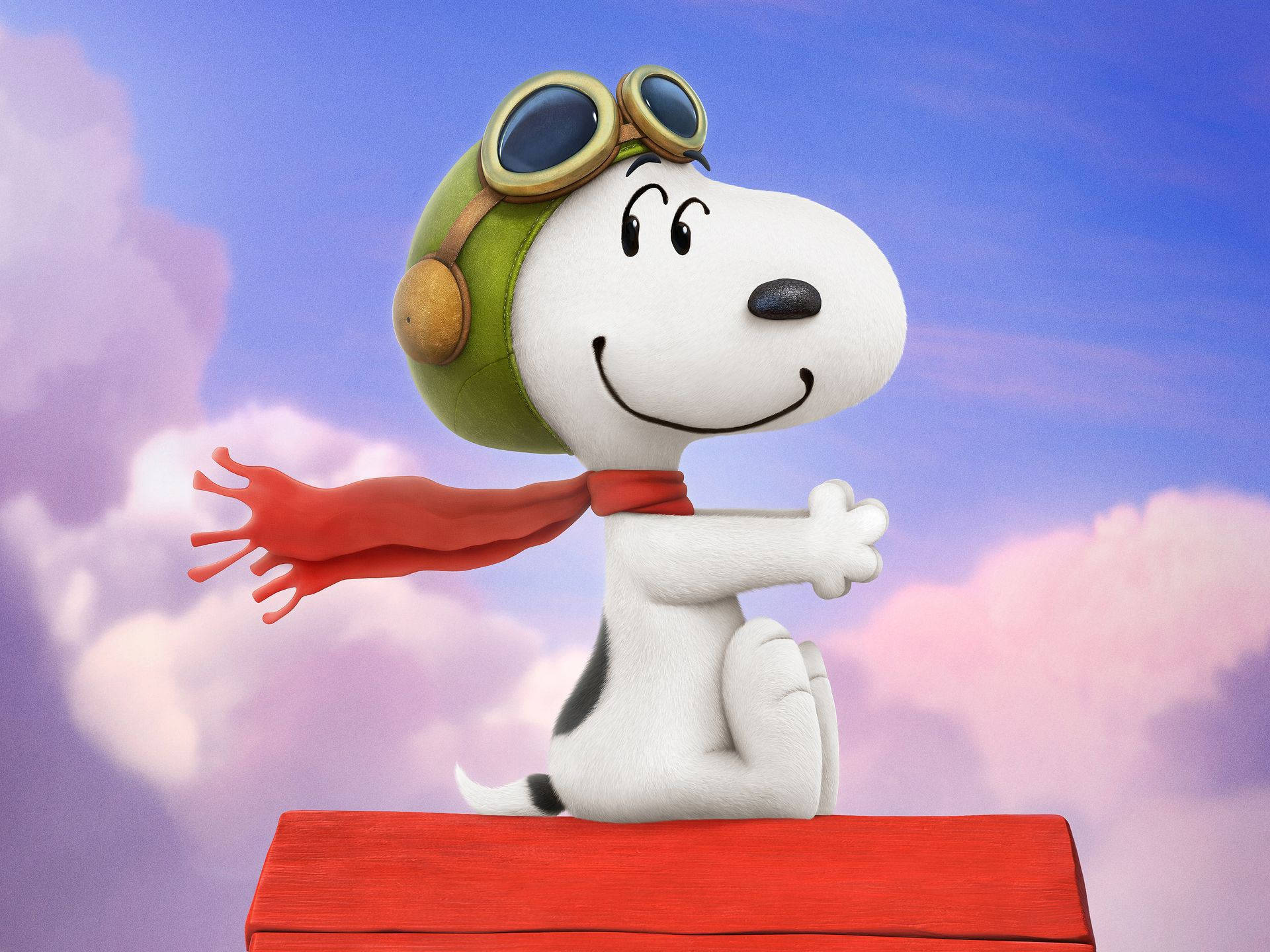Snoopy, aviator gear, red doghouse, Full HD Desktop Wallpaper