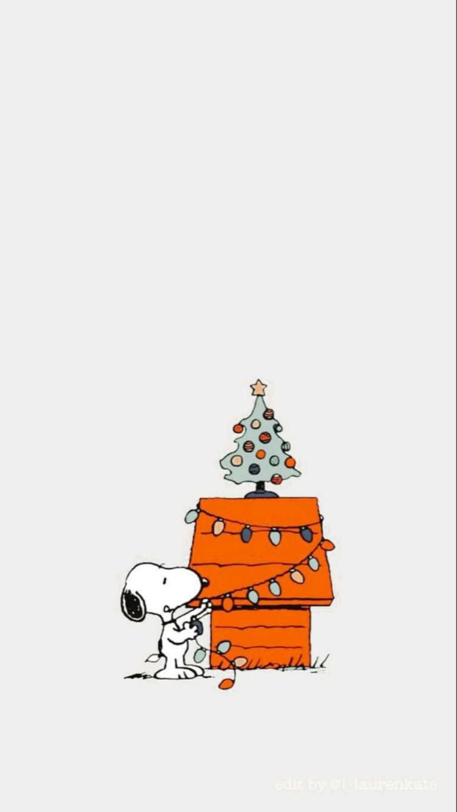Snoopy, orange doghouse, string lights, HD Phone Wallpaper