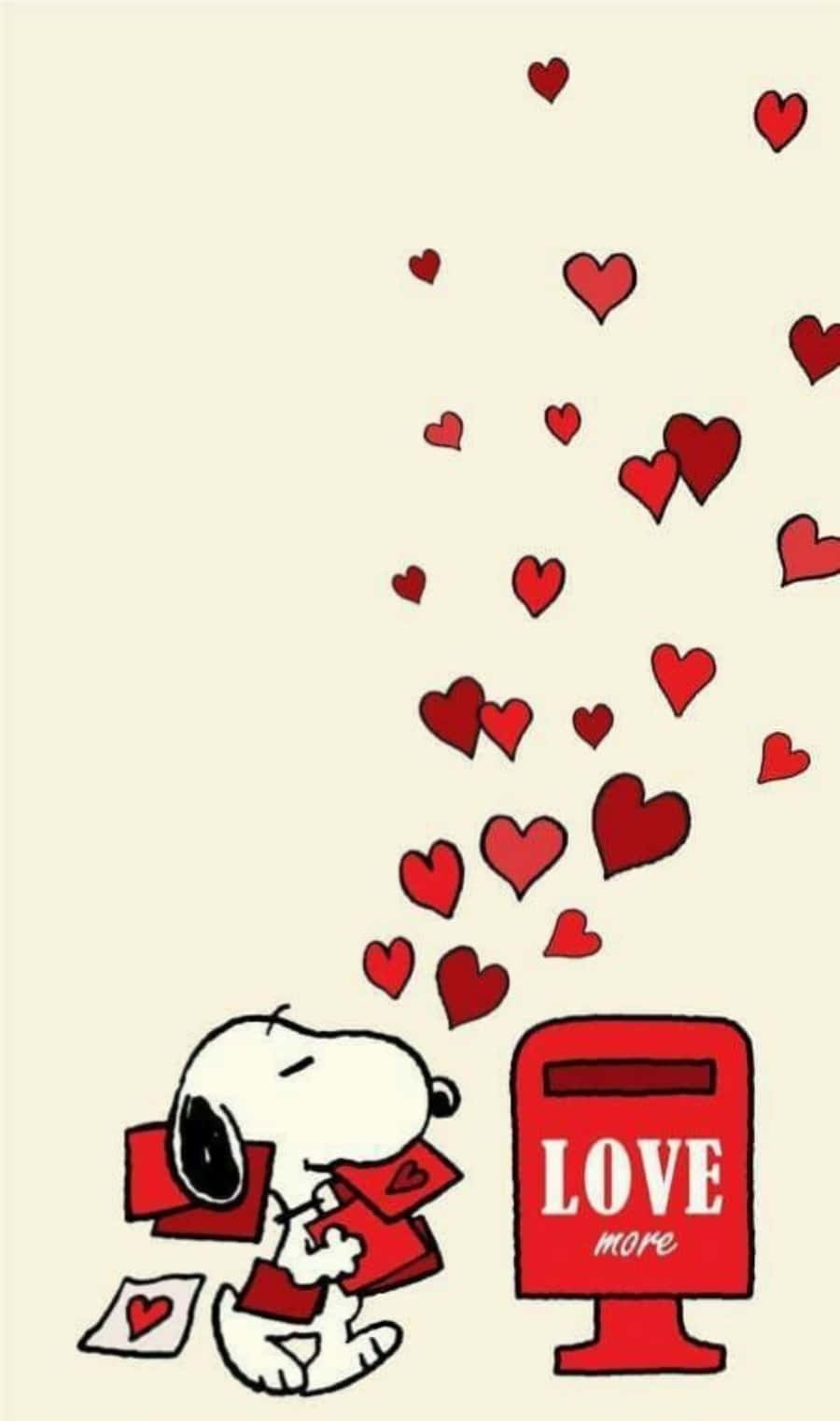 Snoopy, LOVE more mailbox, red hearts, HD Phone Wallpaper