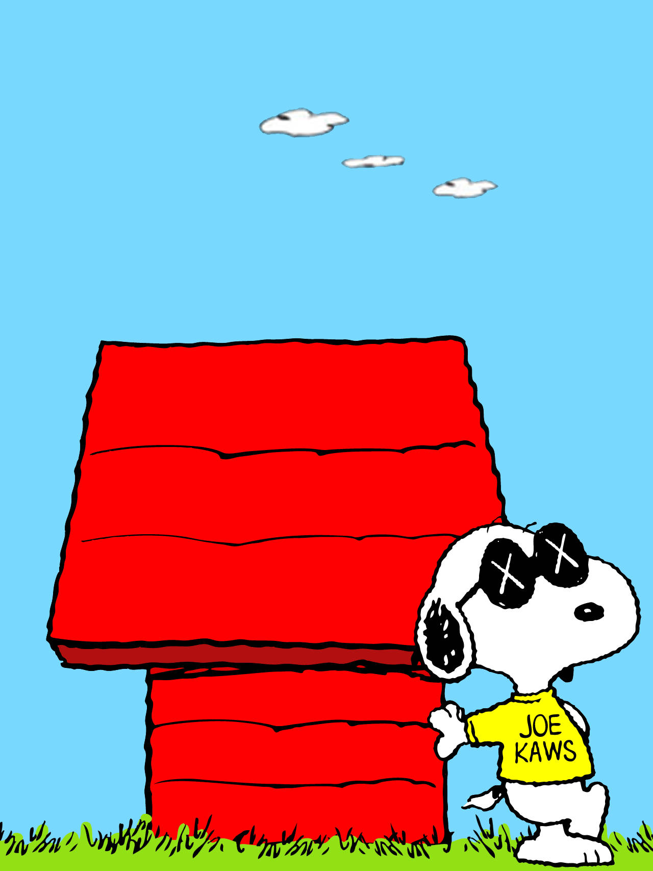 Snoopy, red doghouse, yellow Joe KAWS shirt, HD Phone Wallpaper