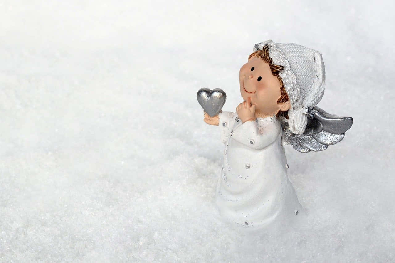 Snow Angel, silver wings, heart, HD Desktop Wallpaper
