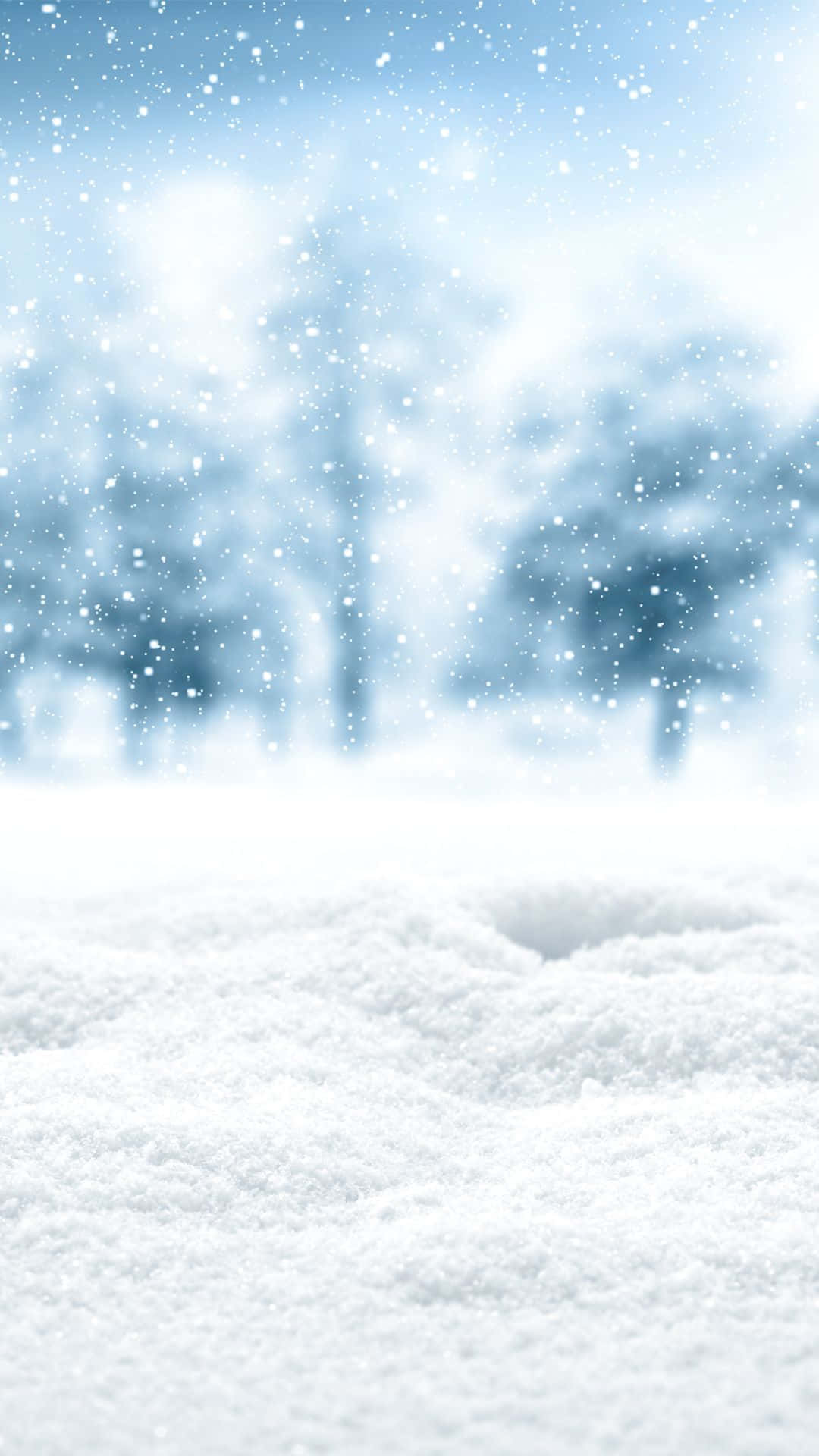 snow falling, moonlight, soft blue winter sky, Full HD Phone Wallpaper