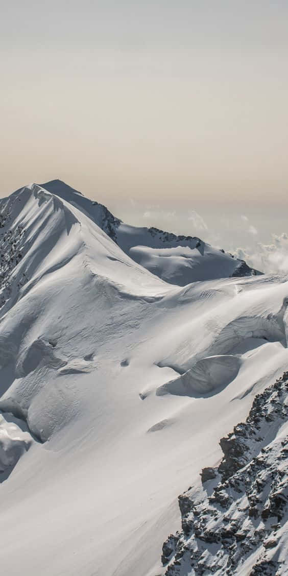 Snow iPhone, snow-covered mountain peak, pastel sky, SD Phone Wallpaper
