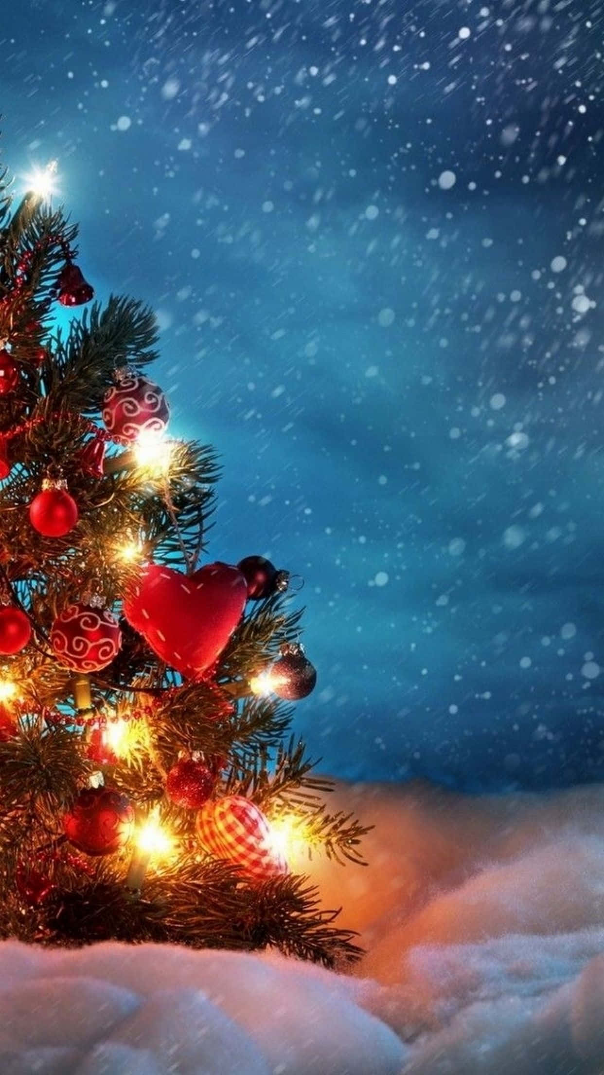 iPhone, Christmas tree, red ornaments, Full HD Phone Wallpaper