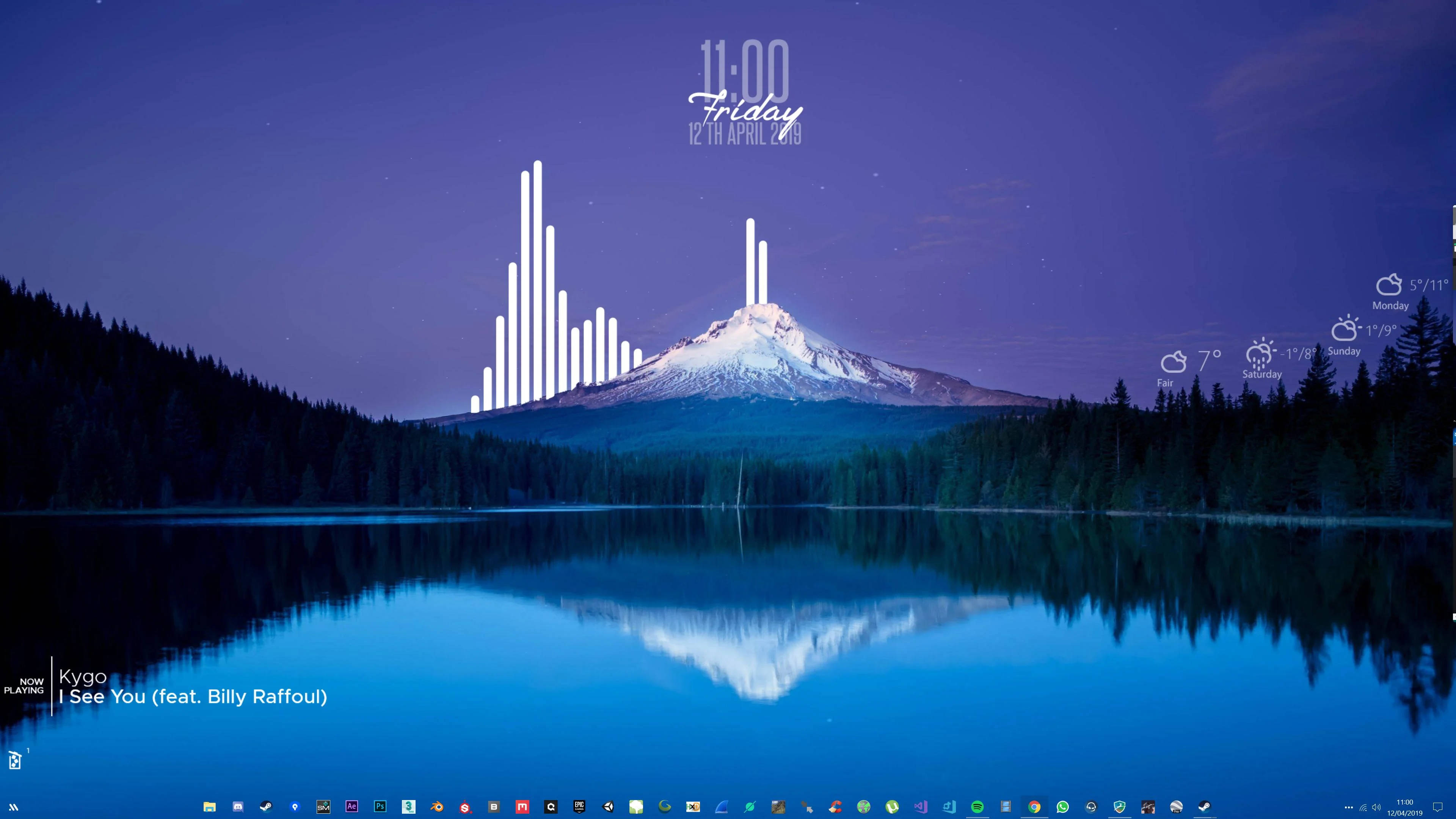 Snowy Mountain View, Rainmeter skin, mountain lake, 4K Desktop Wallpaper
