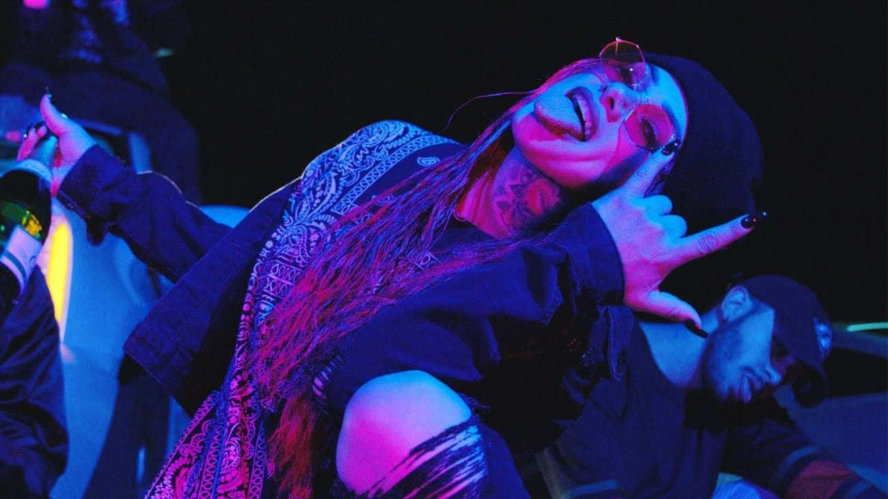 Snow Tha Product, neon purple and blue lights, concert, HD Desktop Wallpaper