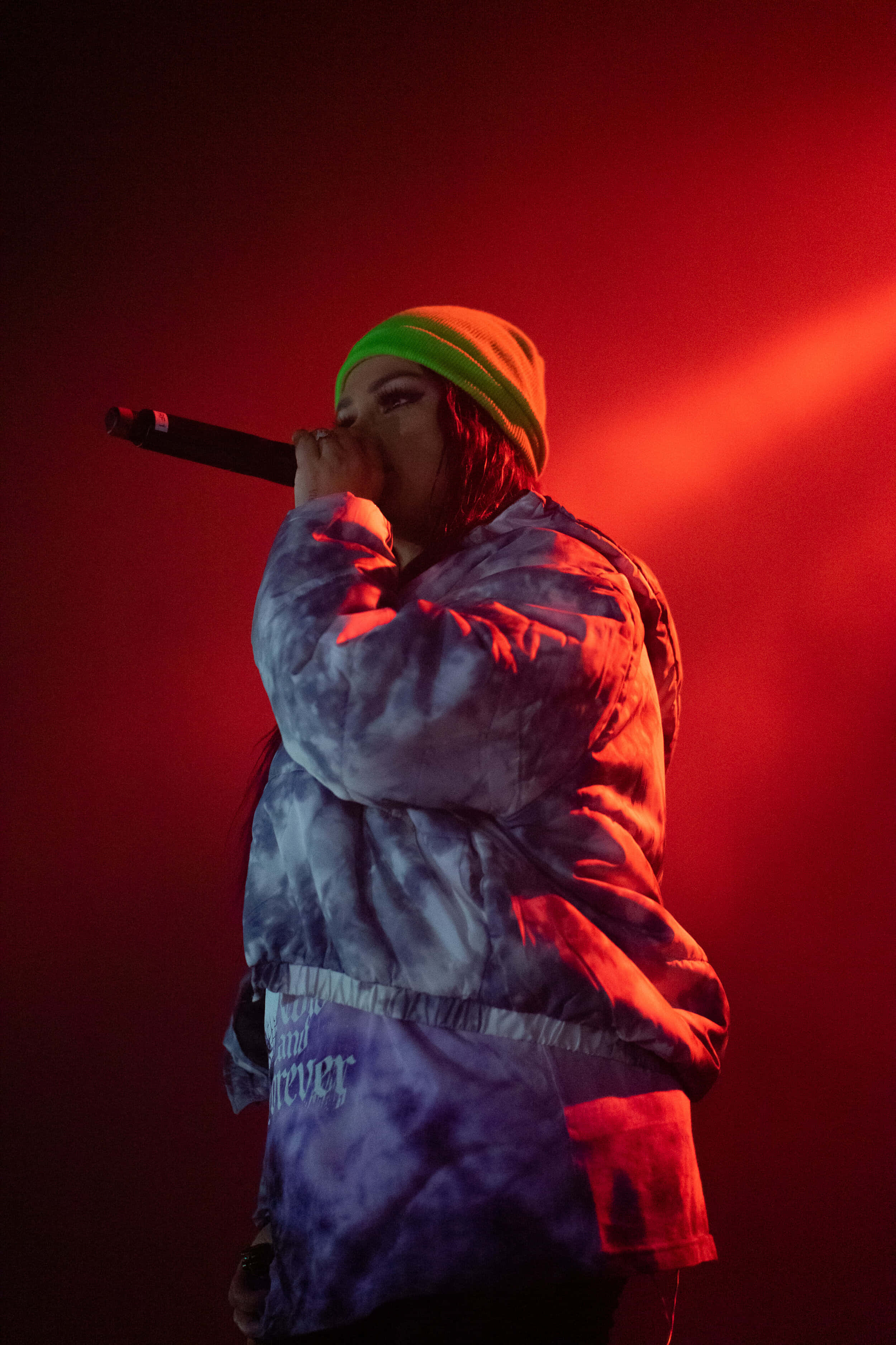Snow Tha Product, tie-dye jacket, green beanie, 2K Phone Wallpaper