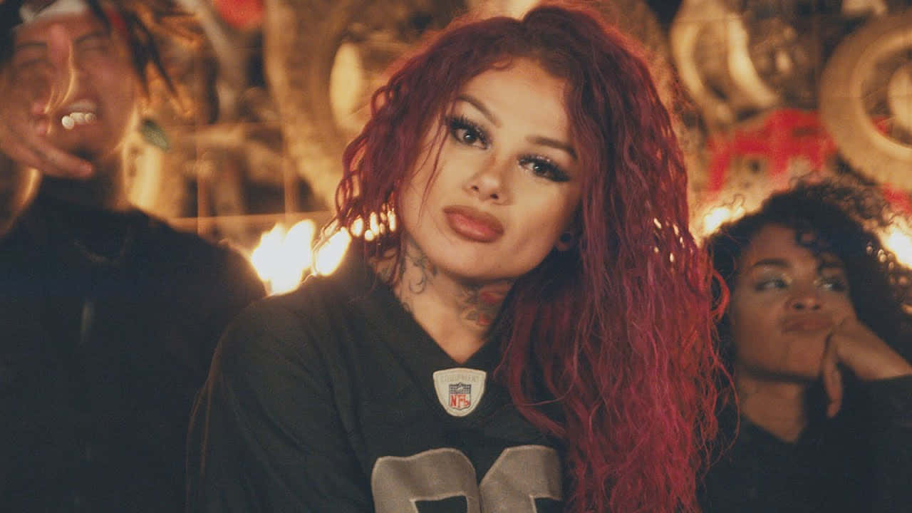 Snow Tha Product, red hair, fire backdrop, HD Desktop Wallpaper