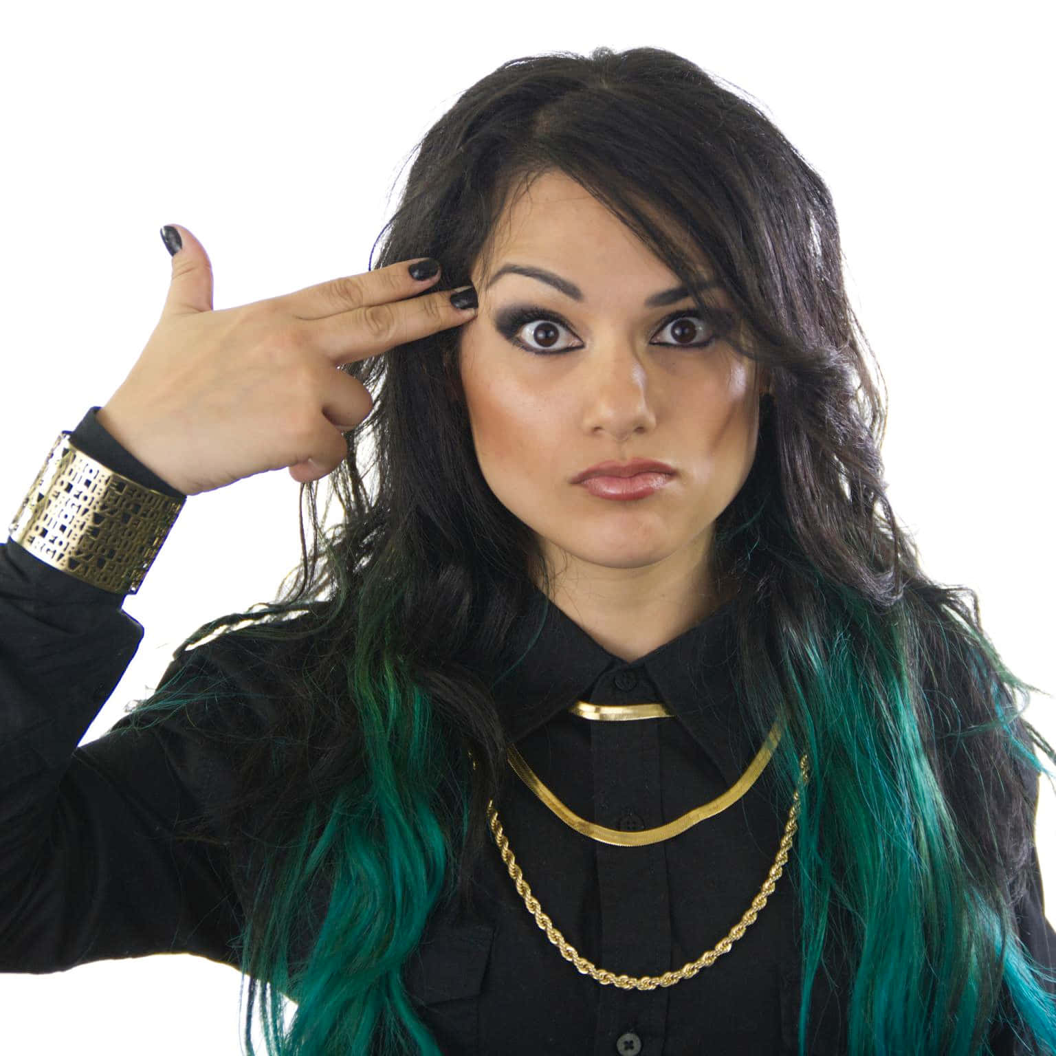 Snow Tha Product, finger gun gesture, dark hair, HD Desktop Wallpaper