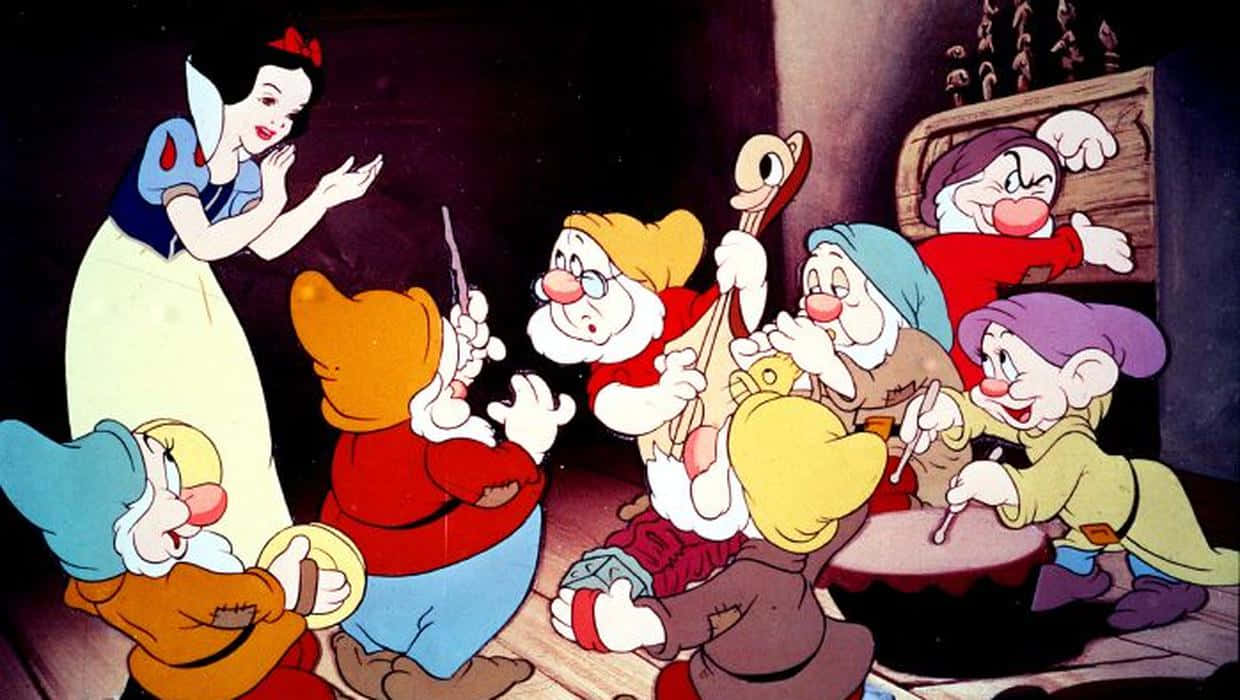 Snow White and the seven dwarfs, musical instruments, cozy cottage, SD Desktop Wallpaper