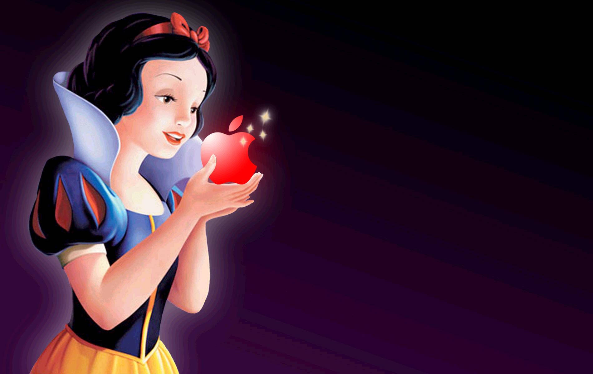 Snow White, glowing red apple, sparkles, HD Desktop Wallpaper